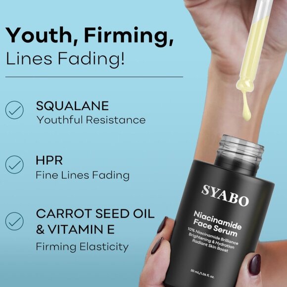 SYABO 10% Niacinamide Face Serum for Acne, Even Skin Tone, Texture - Picture 3 of 6